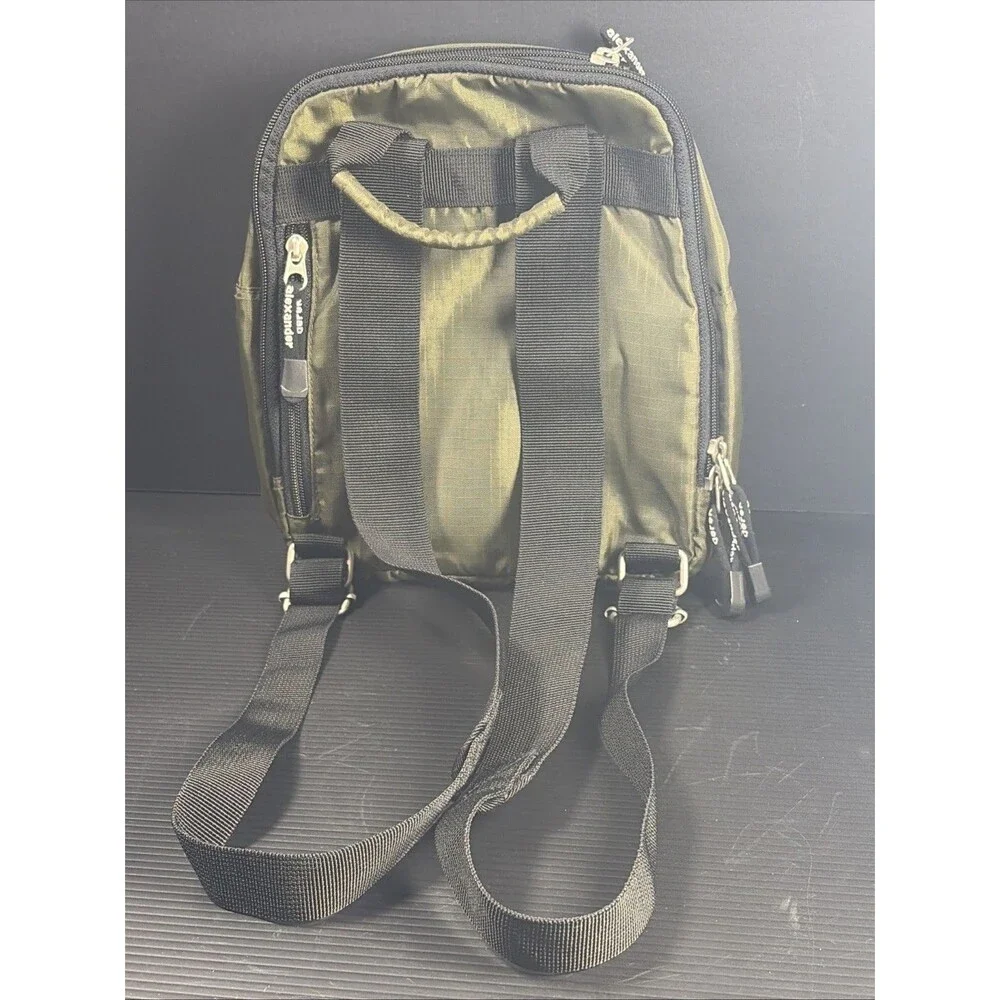 Derek Alexander Army Green Ripstop Nylon Sling Mini Backpack Travel Bag